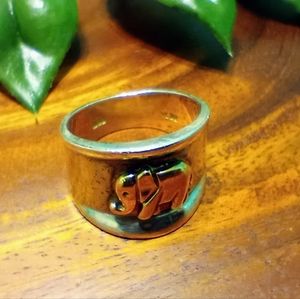 Vintage SETA 925 Elephant Two Tone Ring